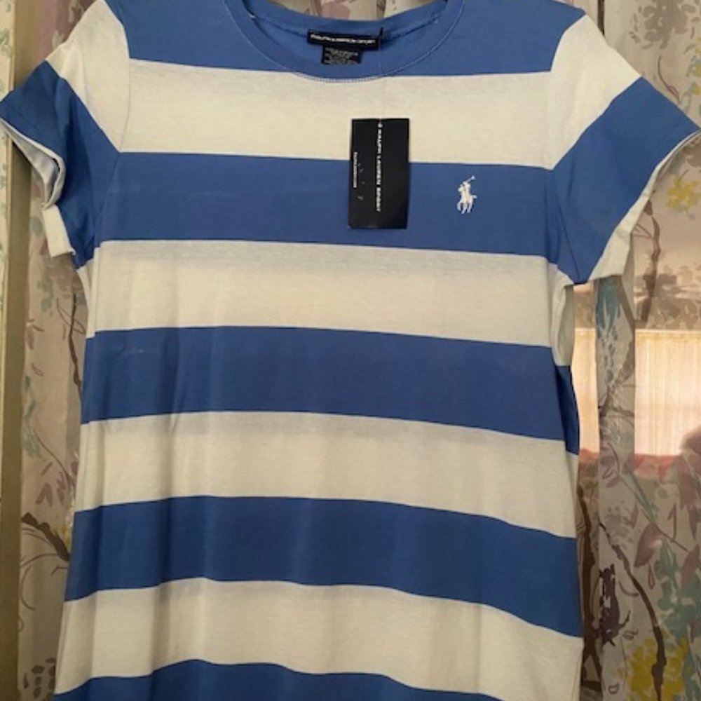 Ralph Lauren Sport Striped Logo Tee size Large